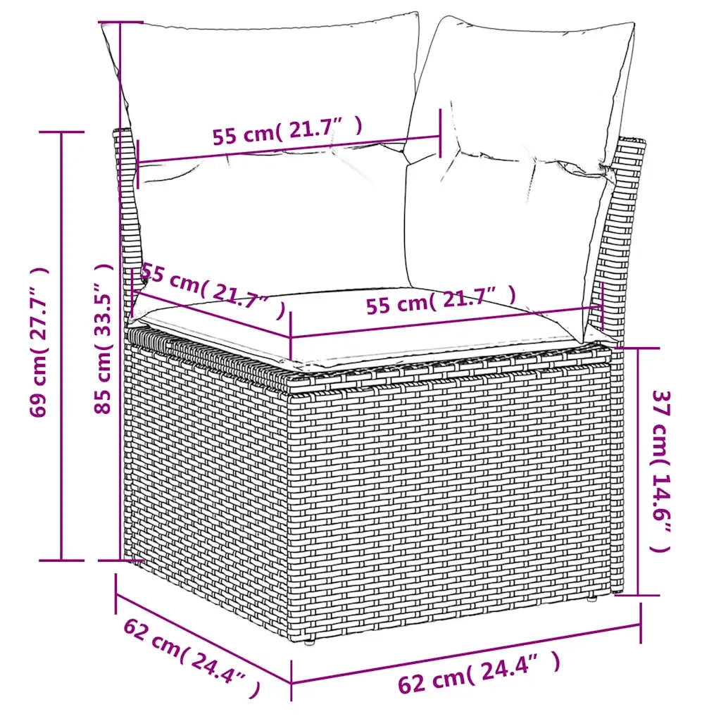 Set Divani da Giardino 11 pz con Cuscini Nero in Polyrattan 3227765
