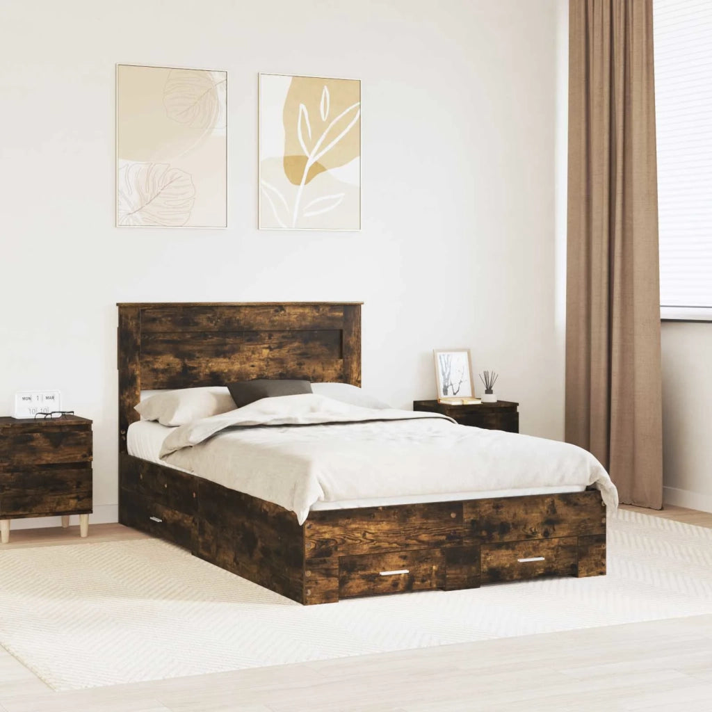 Struttura del letto Rovere fumé 135 x 190 cm Legno multistrato 3409999