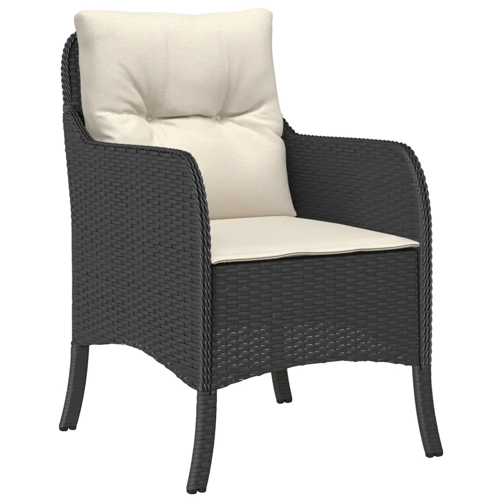 Set da Pranzo da Giardino 5 pz Nero con Cuscini in Polyrattan 3211844