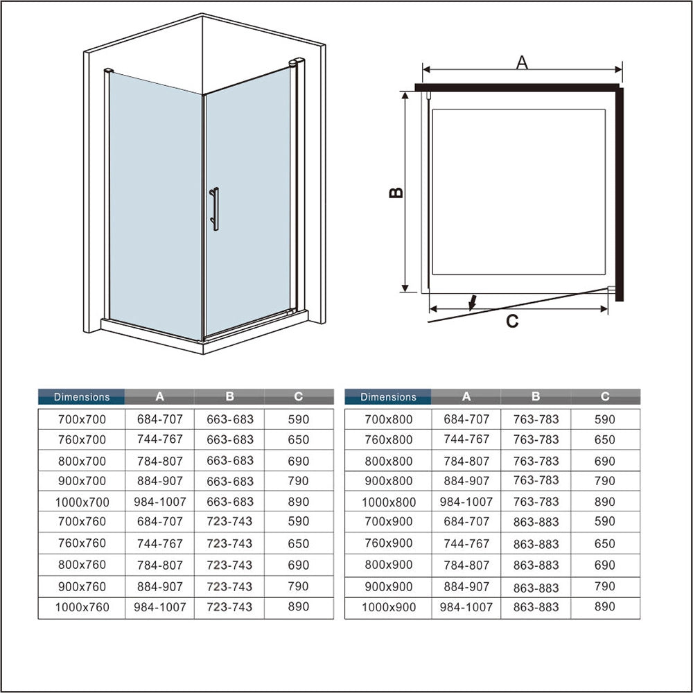 187cm Box Doccia Angolare Porta Battente e Lato Fisso 90x70cm Vetro Trasparente 6mm Anticalcare Barra 140cm Cromato