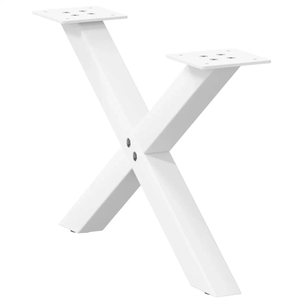 Gambe per Tavolino da Caff¨¨ a Forma di X 2 pz | Piede del tavolo Bianche 60x(30-31) cm Acciaio