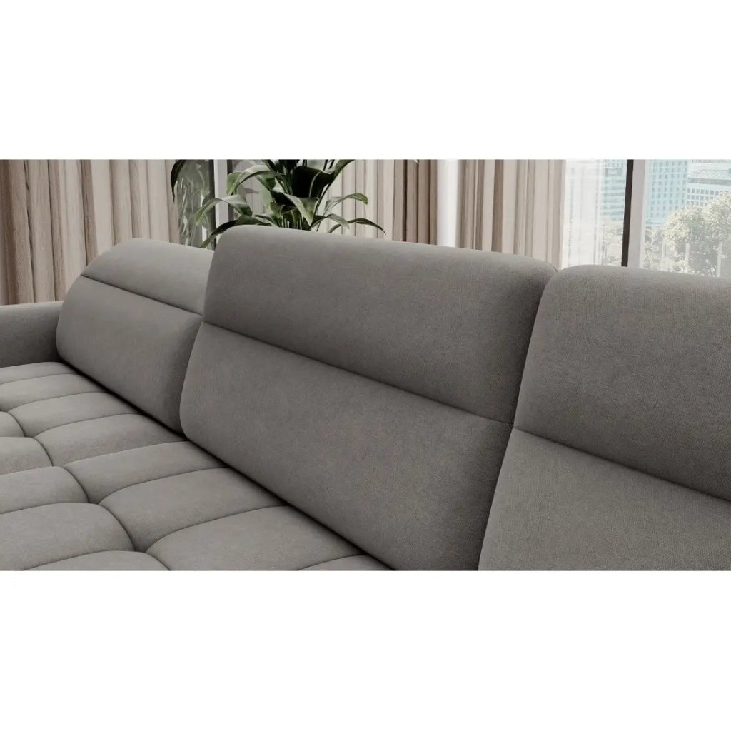 Divano angolare trasformabile BERTHO 306 cm grigio – Angolo sinistro con vano contenitore