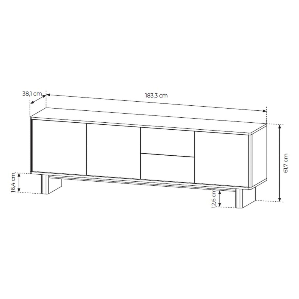 Kamani, Mobile Porta tv 2 Cassetti, 183x38x62h cm Marrone Rovere