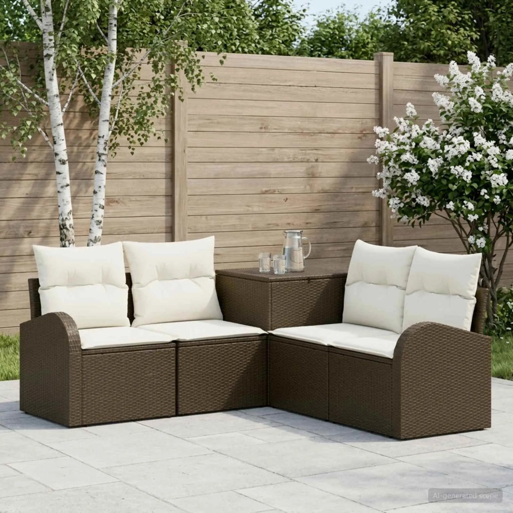 Set di divani 5 pz Marrone e Bianco Crema 3447774