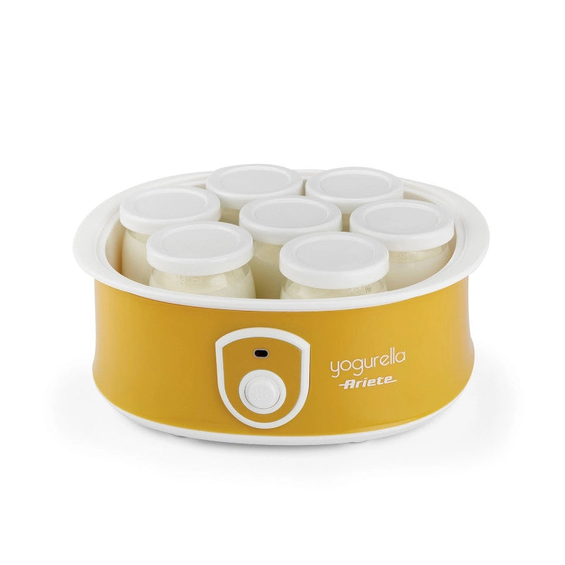 Yogurtiera Elettrica - 7 Vasetti - 1,3kg Yogurt Fatto in Casa - 20 Watt - Bianco e Giallo
