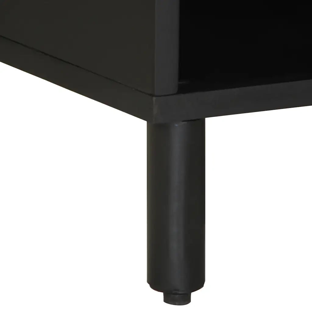 Mobile Porta TV Nero 80x33,5x46 cm Legno Massello Mango Grezzo 4018645