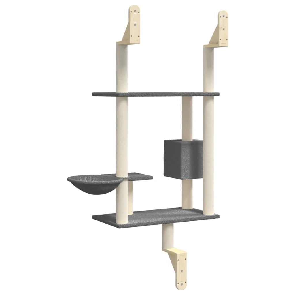 Tiragraffi per gatti Mobili per arrampicata su torre Raschietto per gatti Piattaforma da arrampicata da parete con tiragraffi scuro 153 cm grigio 02_0022781