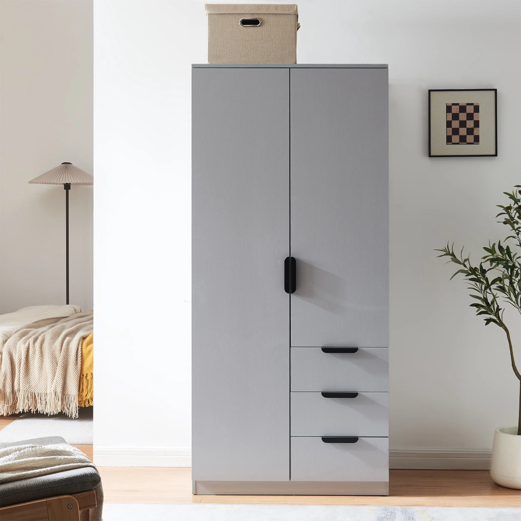 Armadio Guardaroba Eiselfing con Scomparti e Cassetti 176 x 80 x 52 cm Grigio [en.casa]