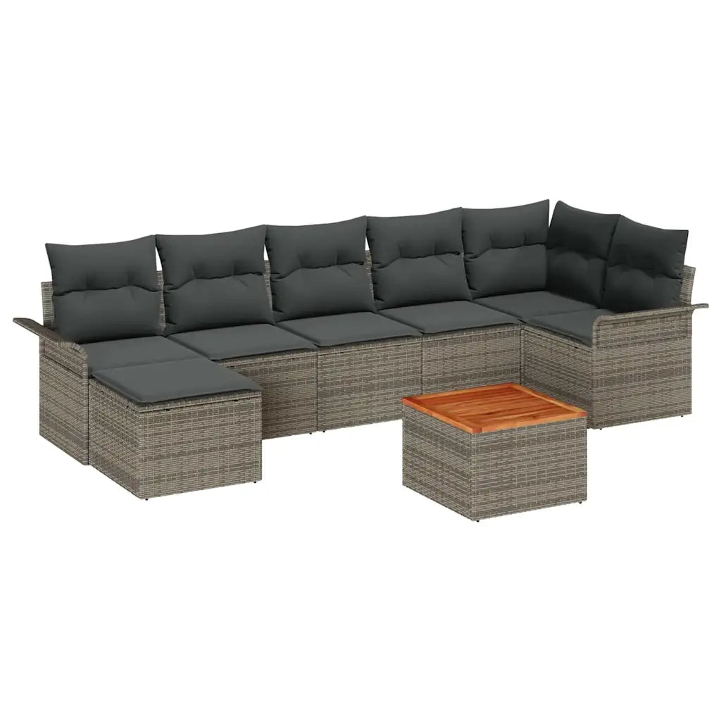Set Divano da Giardino con cuscino 8 pcs Grigio polyrattan 3347356