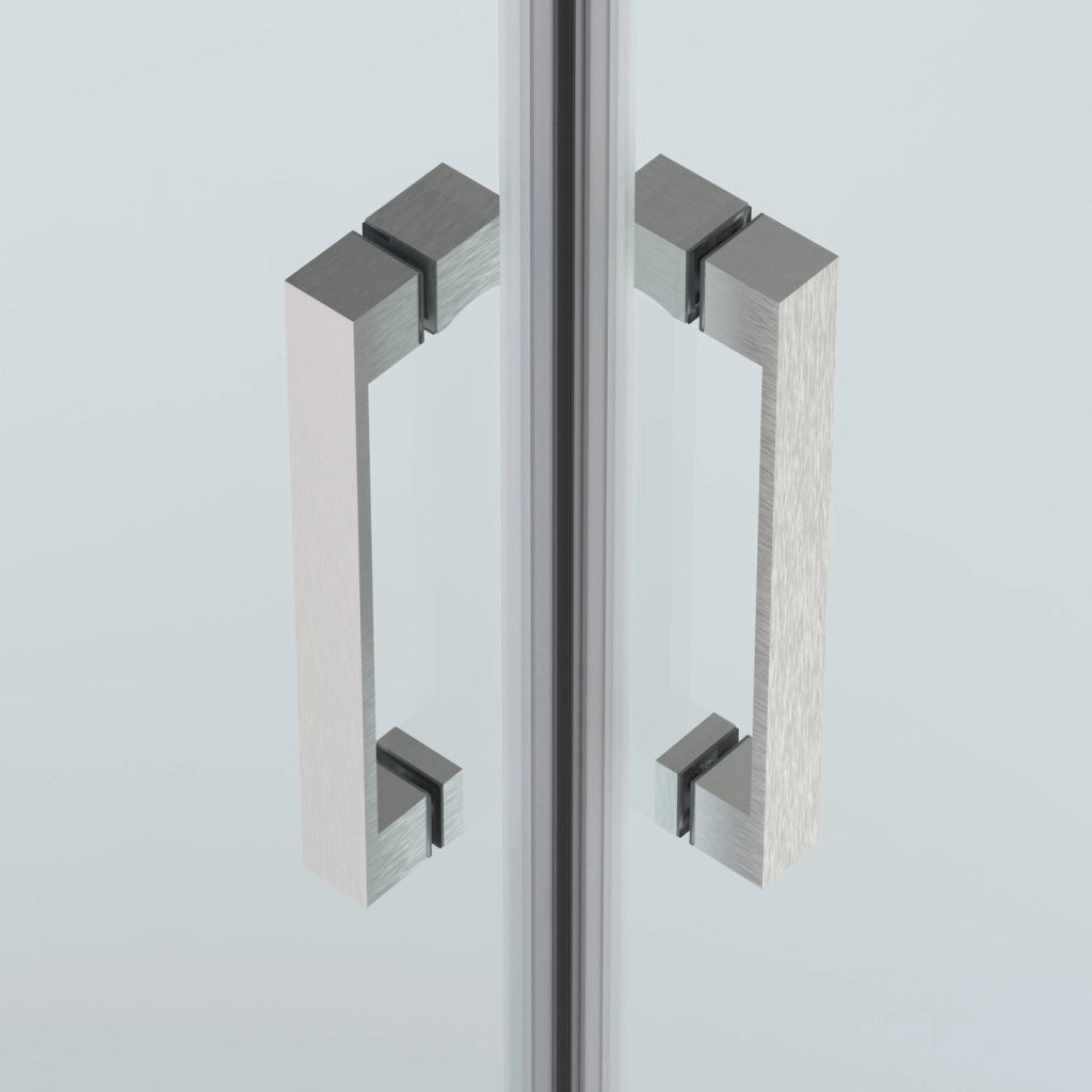 Box doccia angolare 100x110 cm apertura due ante battenti H200 cm cristalli trasparente 6 mm profilo SATINATO GIOIA