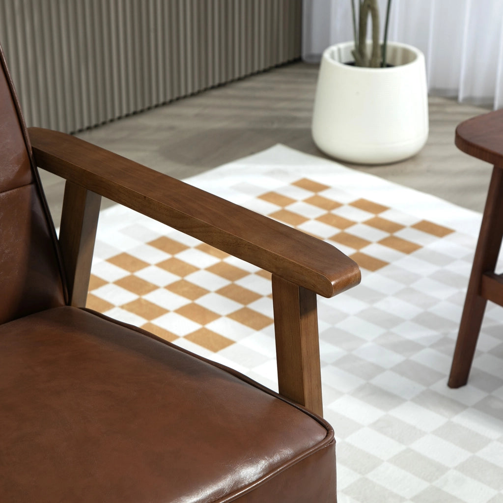 Poltrona ¨C Minimal ¨C Cuoio Sintetico Marrone 64x73x81