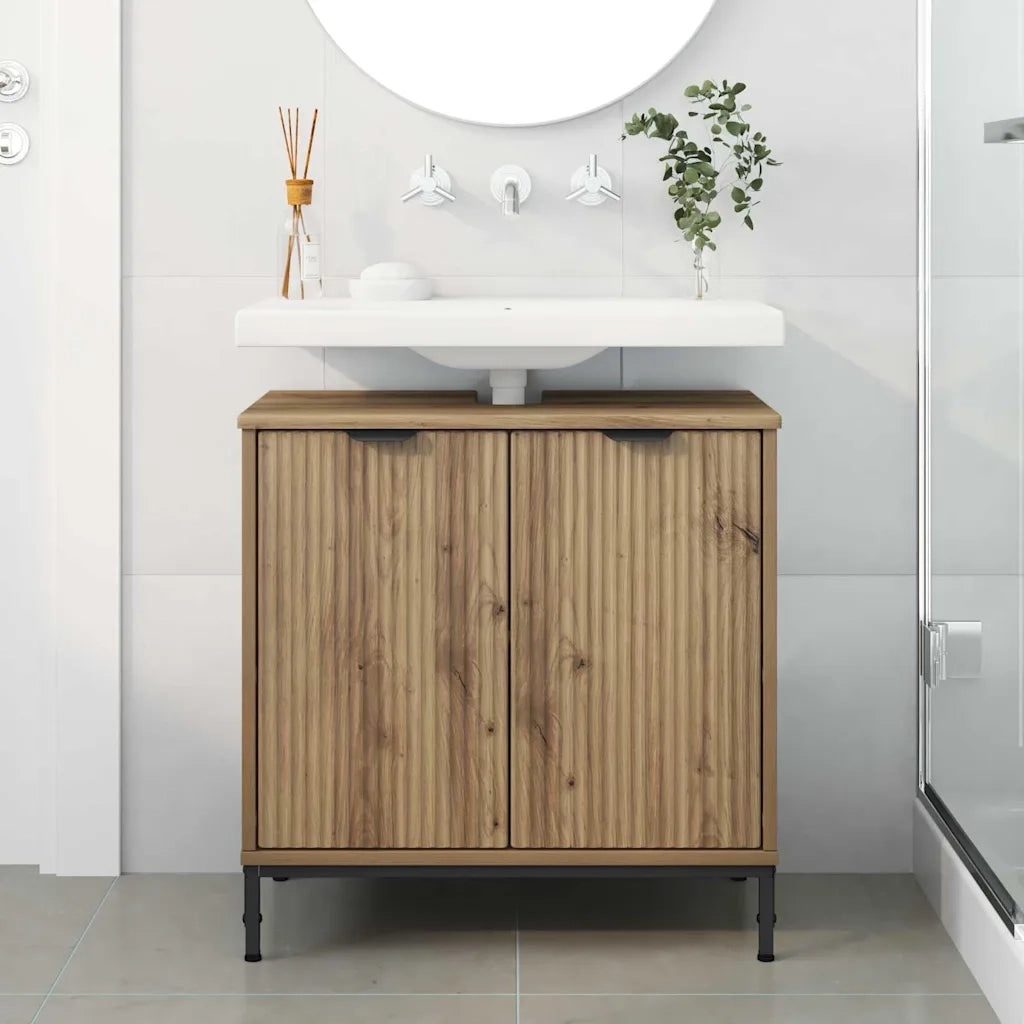 Armadio per Lavabo da Bagno con porta Rovere artigianale 883423