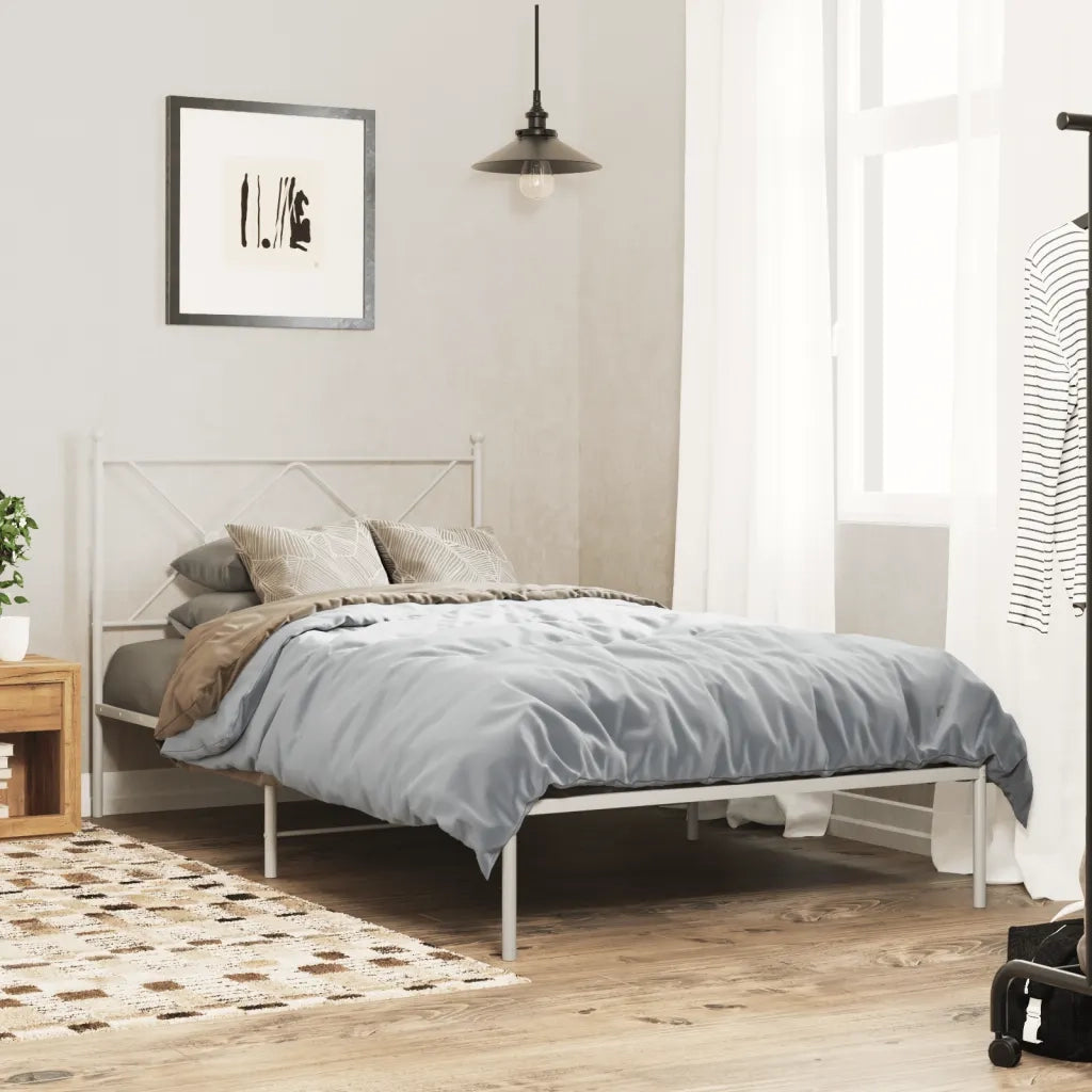 Giroletto con Testiera-Struttura Letto con testiera Metallo Bianco 100x190 cm 457644