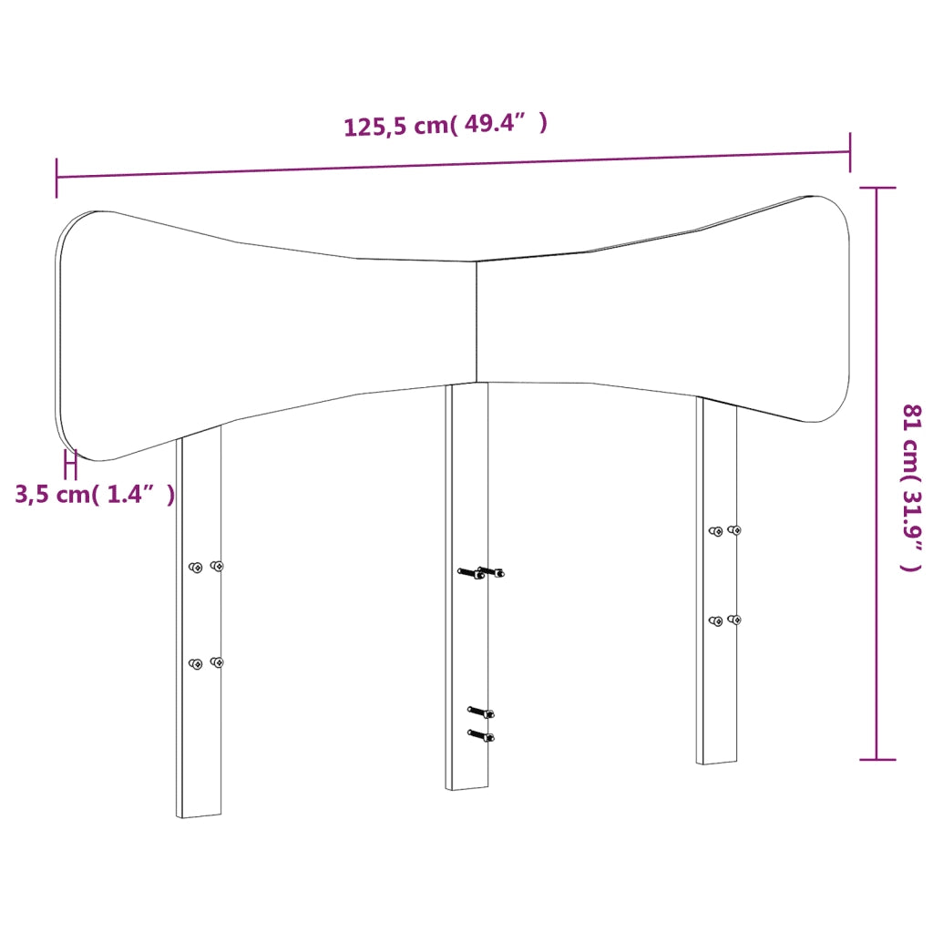 Testiera Marrone Cera 120 cm in Legno Massello di Pino 844788