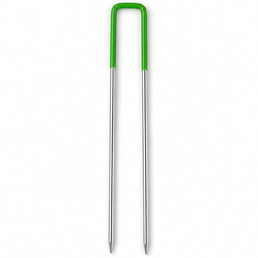 Picchetti a u zincati 15x3 cm testa verde fissaggio prato sintetico 20 pezzi