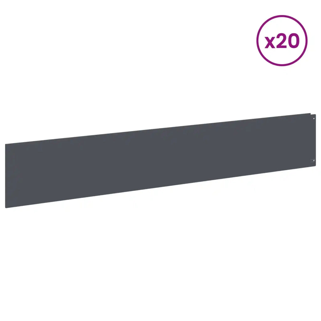Bordura per Prato 20 pz 100 x 18 cm Acciaio Antracite 8008840