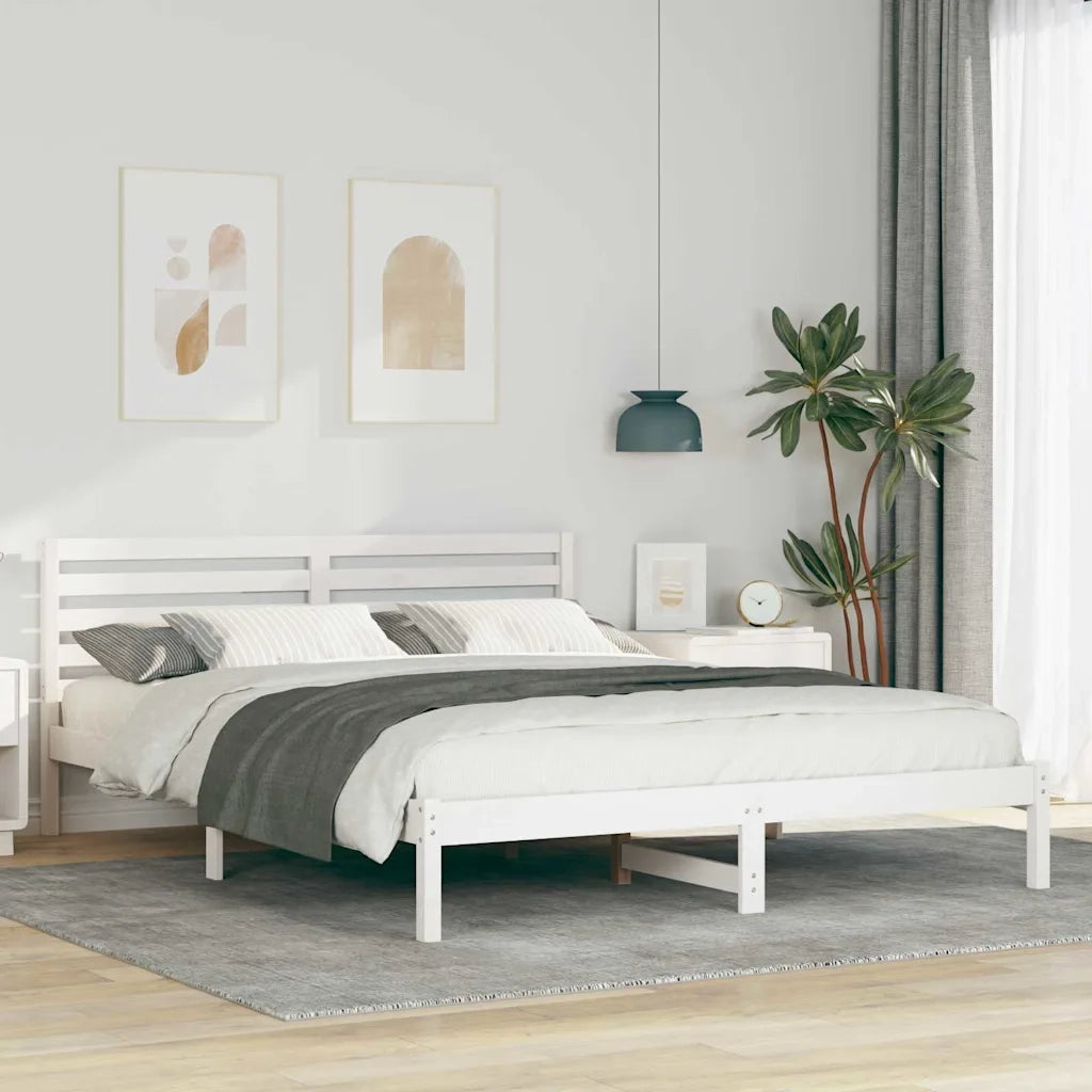 Struttura del letto-Giroletto-Rete del Letto Bianco 160 x 220 cm Pino massello 900195