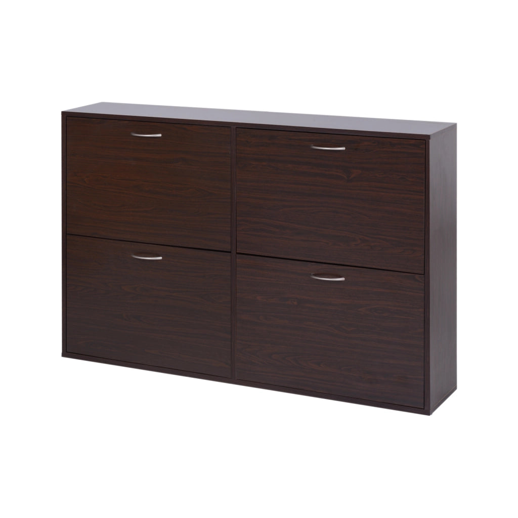 Scarpiera con Cassetti e Mensole ¨C Minimal ¨C Legno Marrone 120x24x81cm