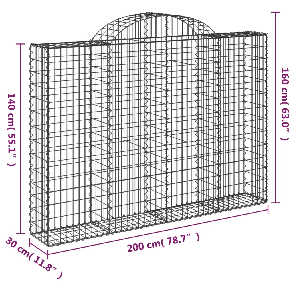 Cesti Gabbioni ad Arco 2 pz 200x30x140/160 cm Ferro Zincato