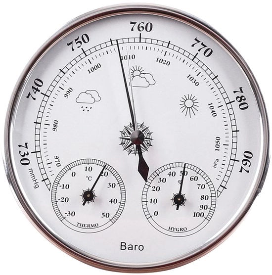 Strumento meteorologico 3 in 1 - Termometro/Barometro/Umidificatore - Leggero - Scali di lettura chiari - Per uso interno/esterno - 13 cm - Sensore di condizioni meteorologiche