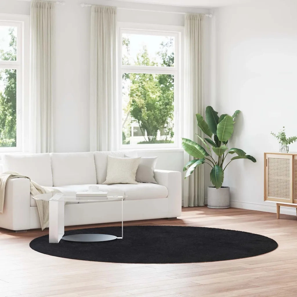 Tappeto Shaggy a Pelo Lungo NAVARRA Nero 240x240 cm poliestere 4102926