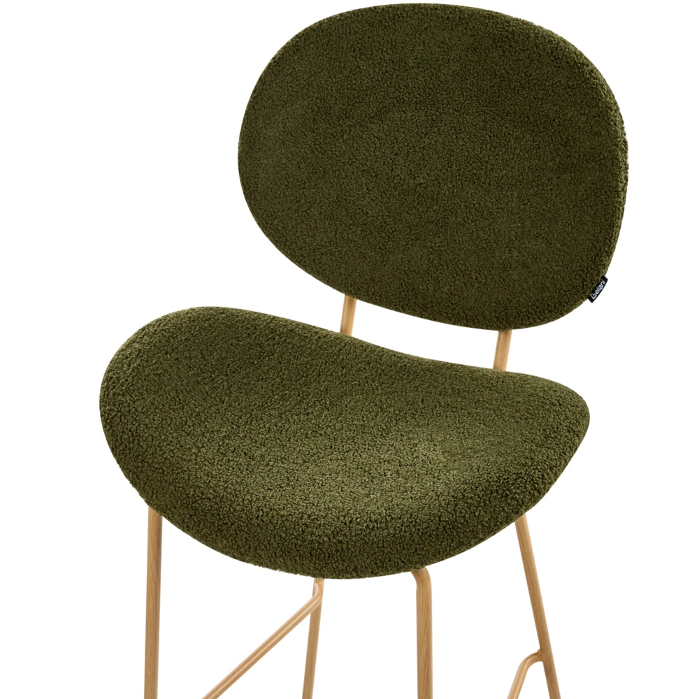 Set di 2 sedie con gambe senza braccioli Bouclè PU Gambe in ferro nero Design contemporaneo e retrò Sedute per la sala da pranzo verde scuro