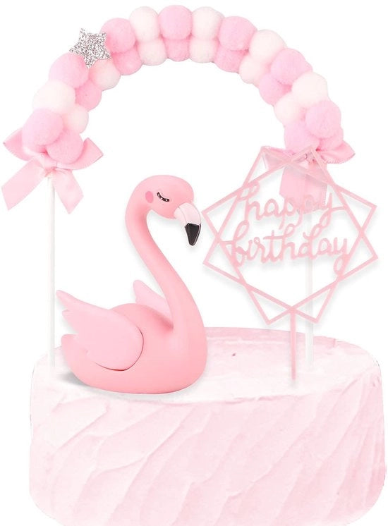 Decorazione per torta in acrillo - 3 pezzi - Topper per torta con flamingo - Verjaardags - Matrimonio - Sicuro e duraturo