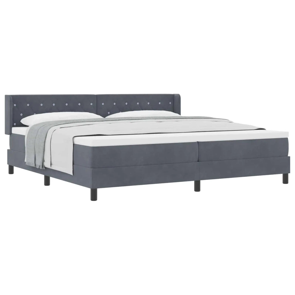 Letto a molle con testiera Grigio scuro 200 x 200 cm Poliestere