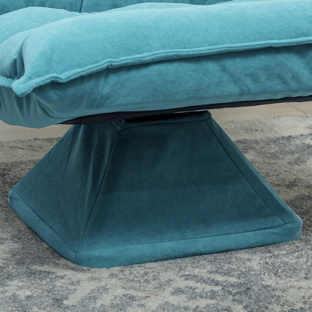 Poltrona Relax Girevole ¨C Xylo ¨C Velluto Blu Schienale Reclinabile 5 Posizioni 62x70x95cm