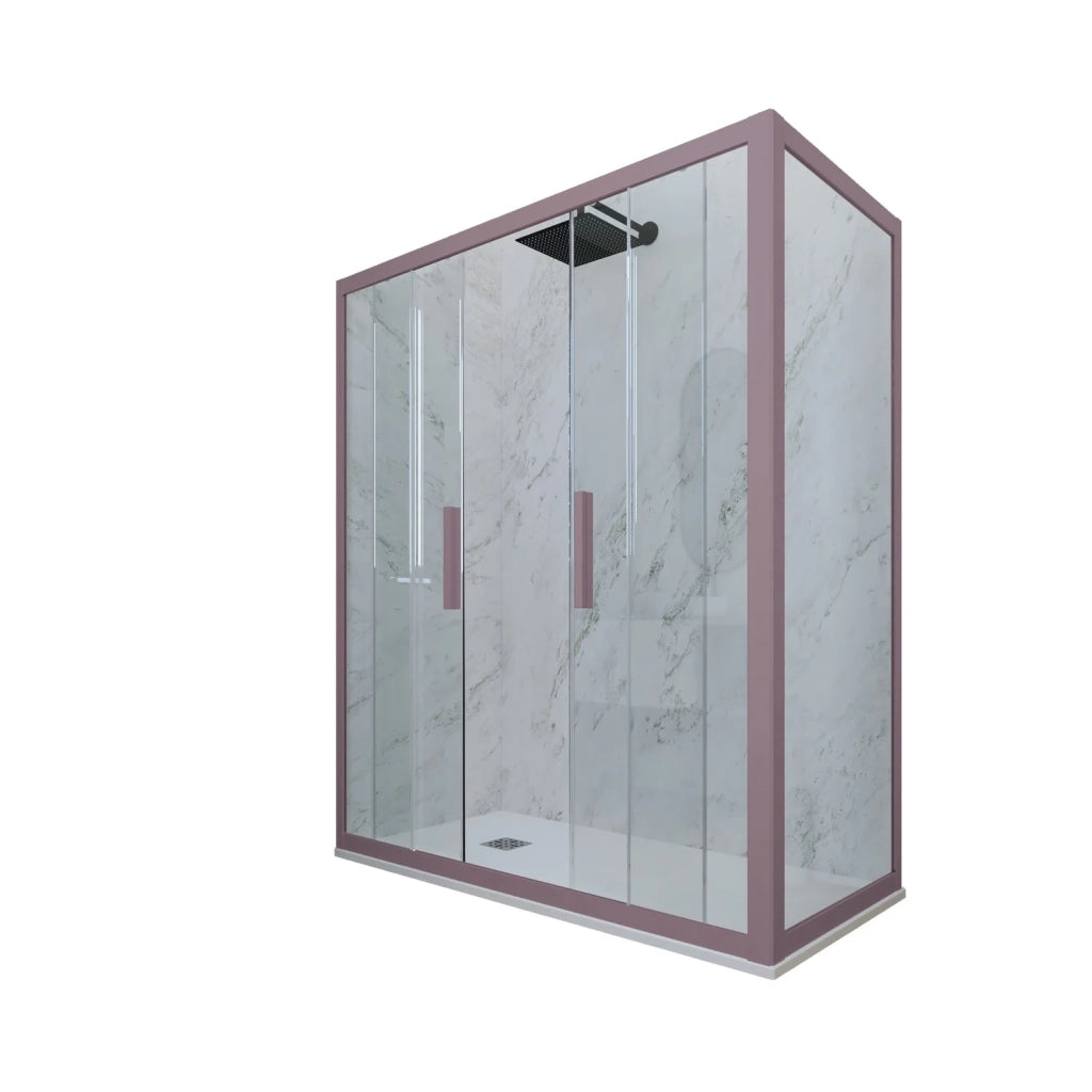 Box doccia 2 ante scorrevoli 80x120 CM H 200 Vetro Trasparente Profilo Lavanda mod. Glam Duo