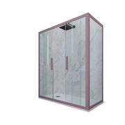 Box doccia 2 ante scorrevoli 80x120 CM H 200 Vetro Trasparente Profilo Lavanda mod. Glam Duo