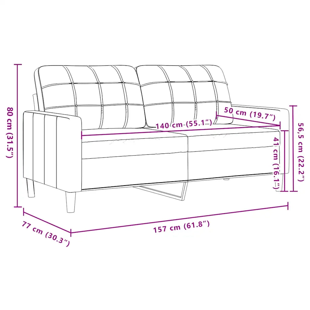 Divano a 2 Posti-Sofa 2 Posti giallo 140 cm in Velluto 220562
