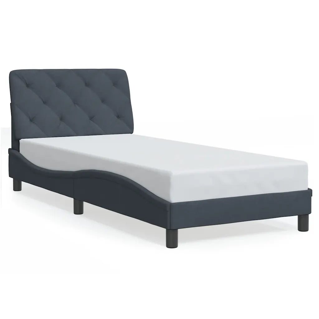 Letto singolo | Letto per adulti | Giroletto senza Materasso Grigio Scuro 90x200 cm Velluto