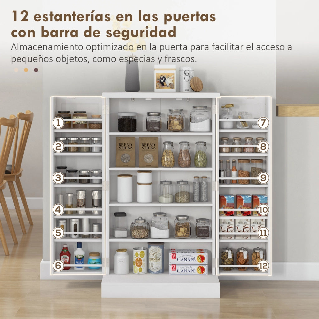 Mobile dispensa cucina con 2 ante 16 ripiani ¨C Xylo ¨C Bianco 60x30x104 cm