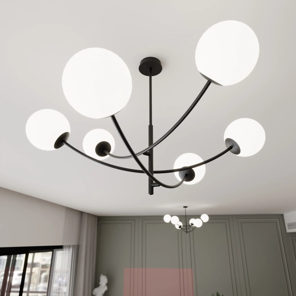 Lampadario Emibig Hunter 6 nero/opalino 6xE14 1102/6