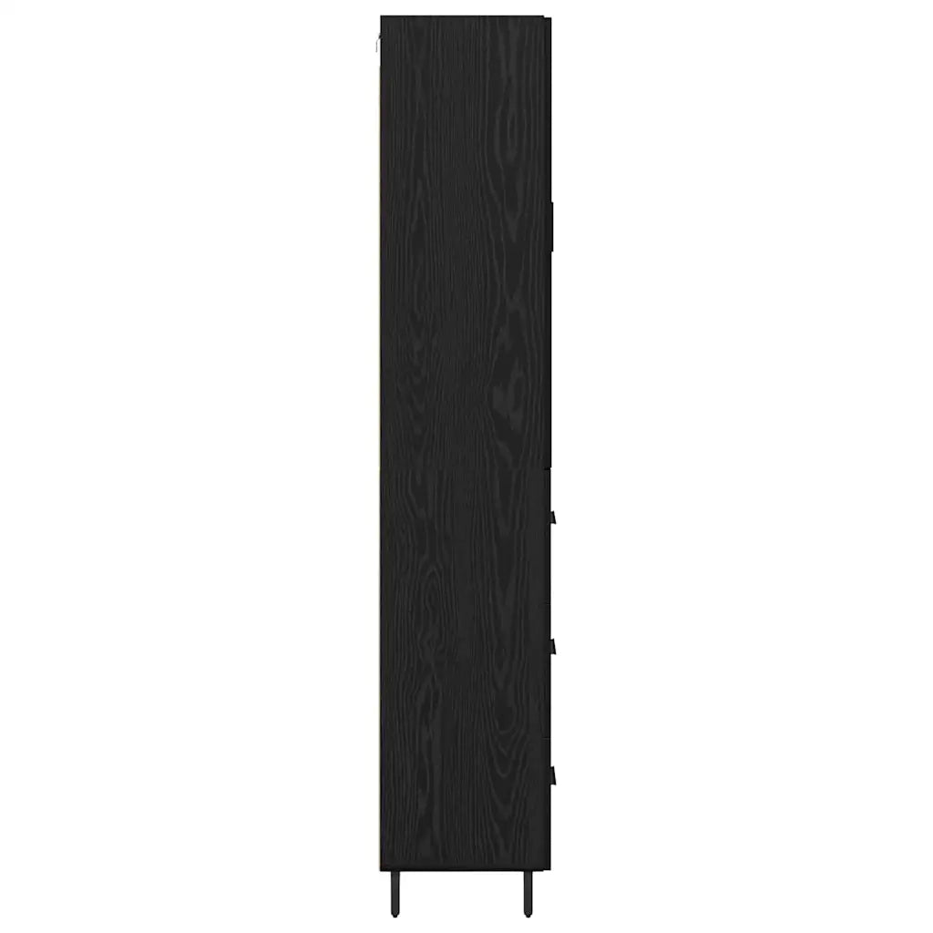 Credenza con Cassetto-Buffet-Armadio da cucina Rovere nero 69,5 x 34 x 180 cm 639587