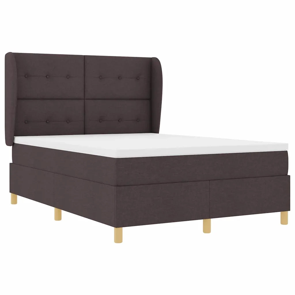 Letto a molle con materasso Marrone Scuro 190 x 140 cm Tessuto 3340749