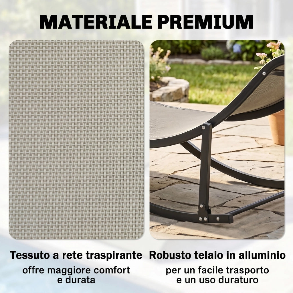 Sdraio Pieghevole da Giardino ¨C Xylo ¨C Alluminio e Textilene 61x165x63cm Set 2 Pezzi