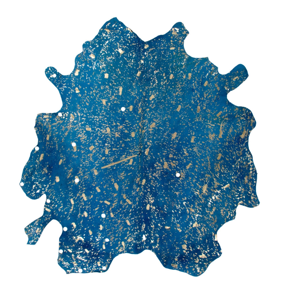Tappeto in pelle bovina Glam 400 Blu e Oro