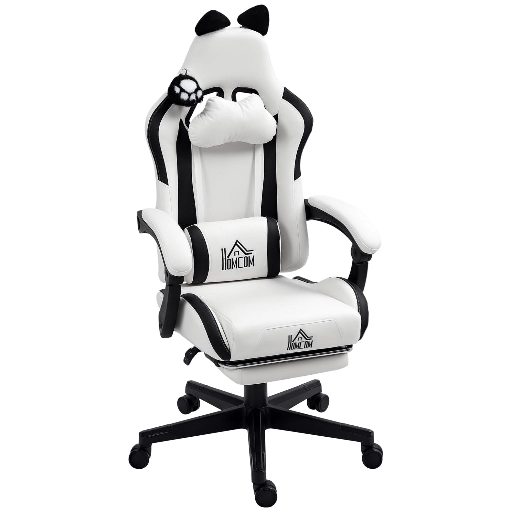 Sedia da Gaming Reclinabile con Poggiapiedi e Schienale Regolabile ¨C zephmum ¨C Bianco