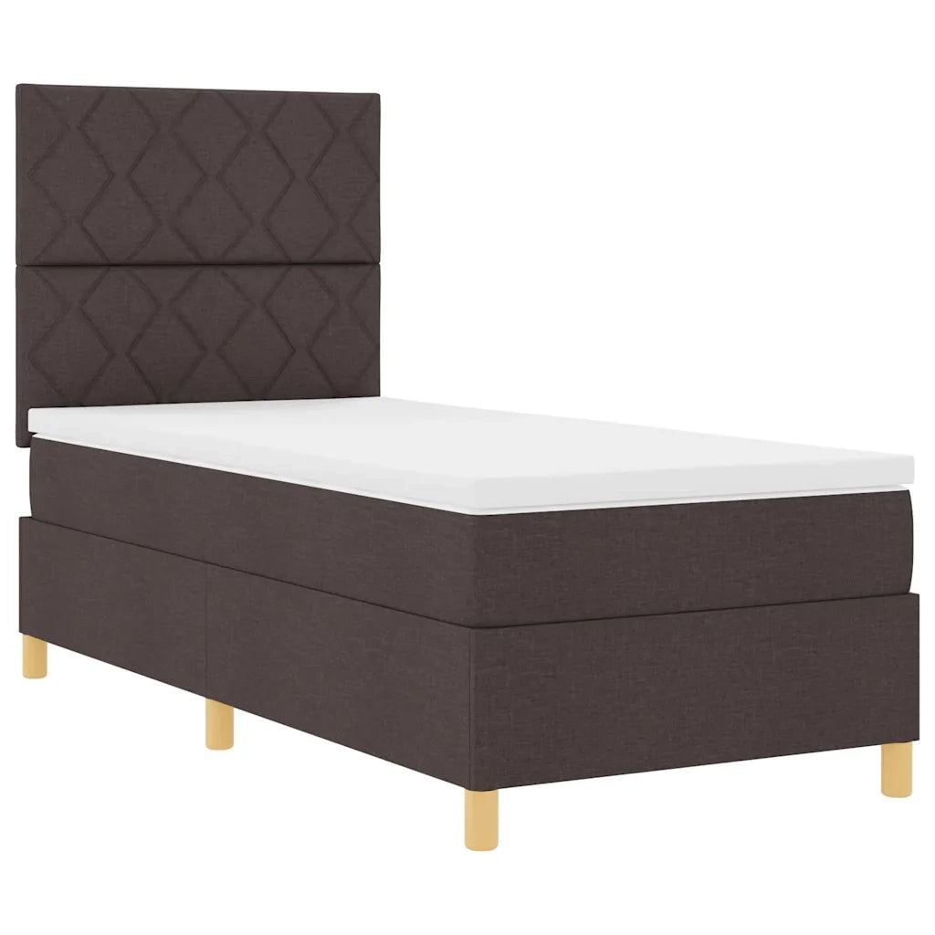 Letto a Sorgente LED Marrone Scuro 100 x 200 cm Tessuto