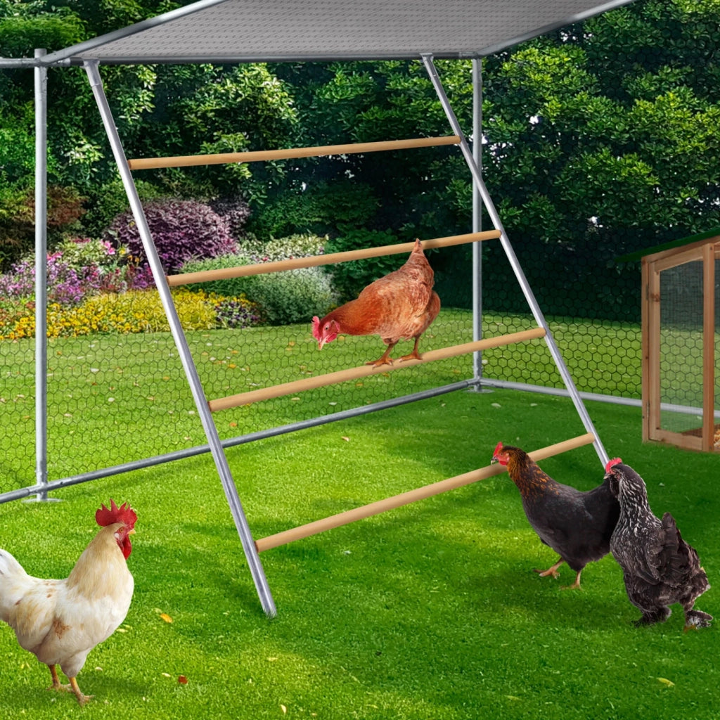 IDMarket - Grand pasatoio per galline 4 livelli in legno, compatibile con recinzione per pollaio