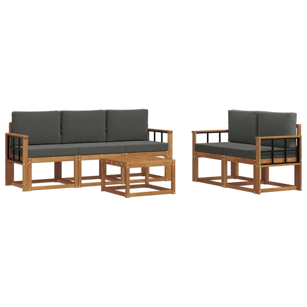 Set di divani da esterno con cuscino 6 pcs Naturale e Antracite 3366020