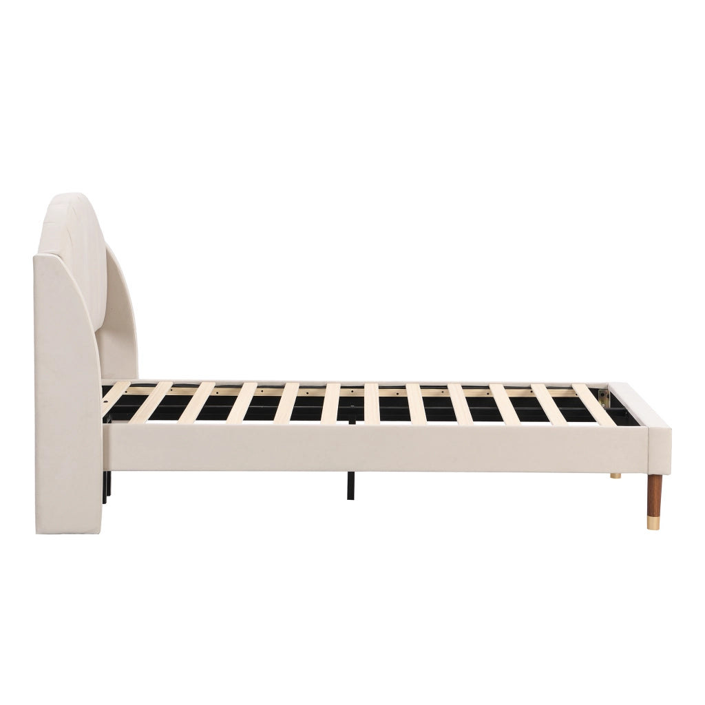 letto imbottito velluto beige 90 x 200 cm