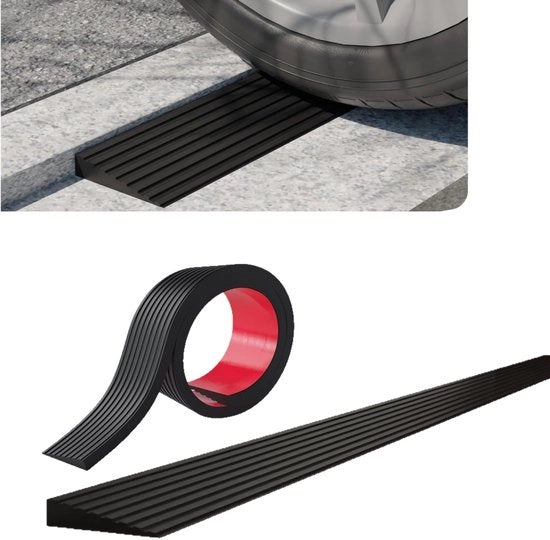 Drempelhelling in gomma autofit, 1 metro, riduttore di velocità, per sedia a rotelle, passeggino, scooter, 5 cm di larghezza, 1 cm di altezza, nero
