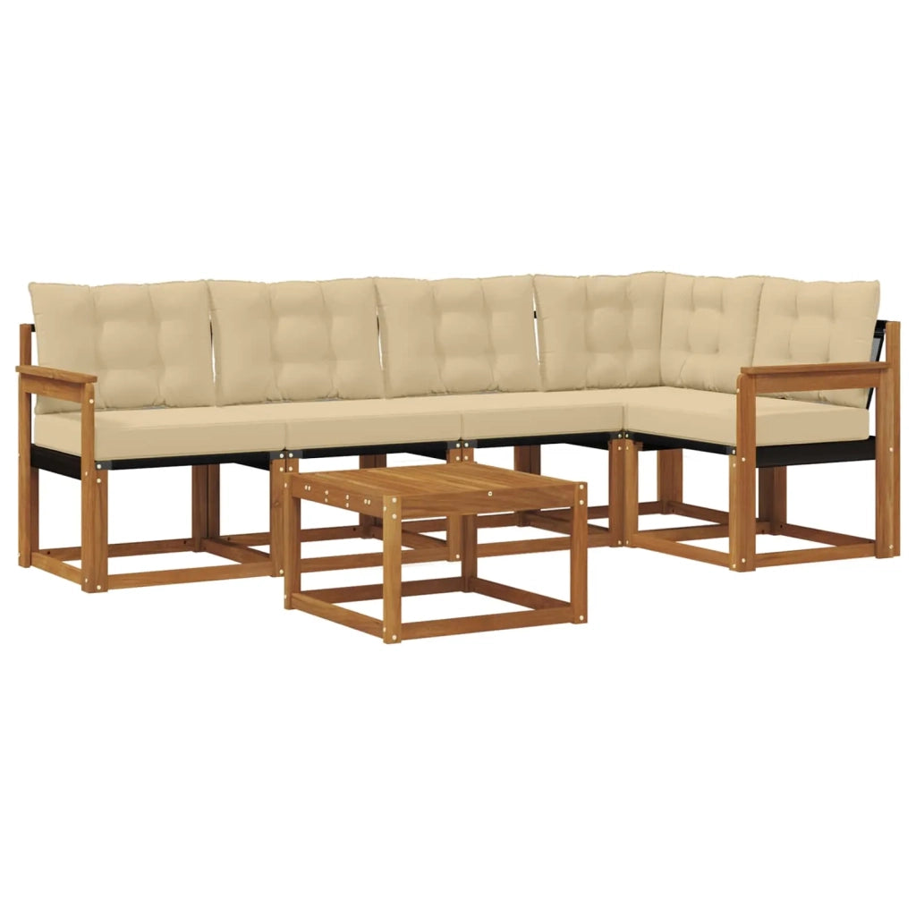Set di divani da esterno con cuscino 6 pcs Naturale e Beige 3368684