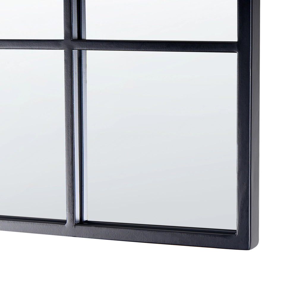 Specchio da parete a forma di finestra con struttura in metallo di colore nero 40 x 120 cm stile moderno industriale