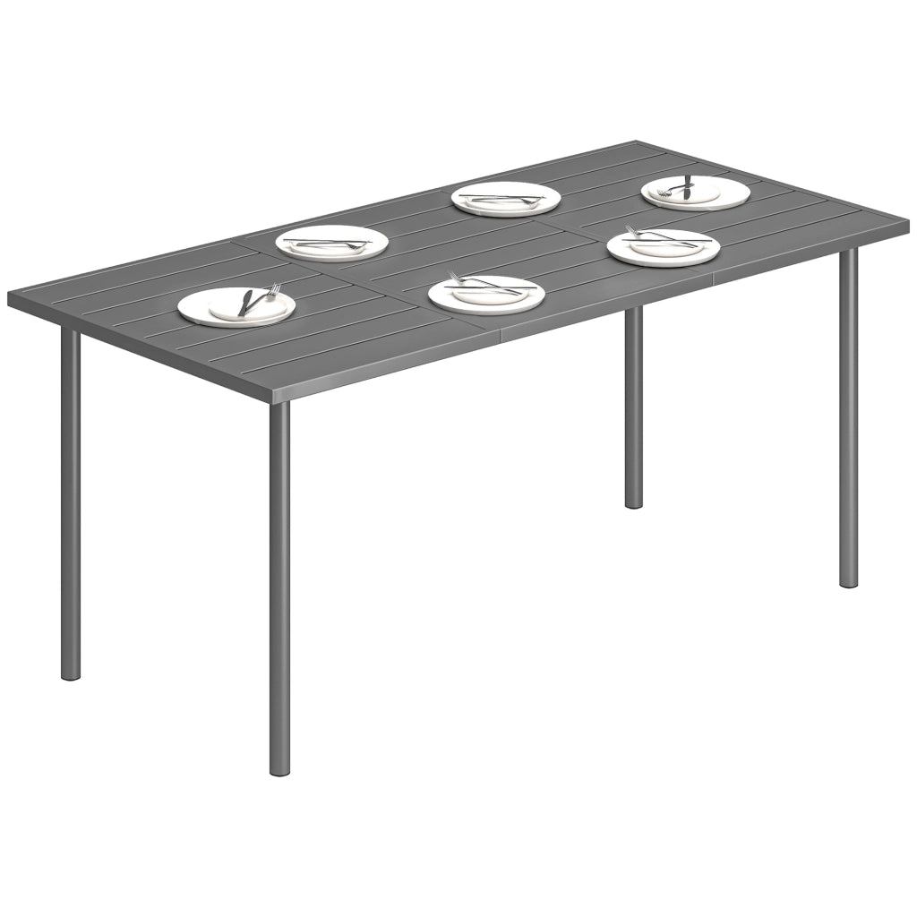 Tavolo da pranzo rettangolare per esterno ¨C Xylo ¨C 6 persone, 165x80 cm, piano a doghe in metallo