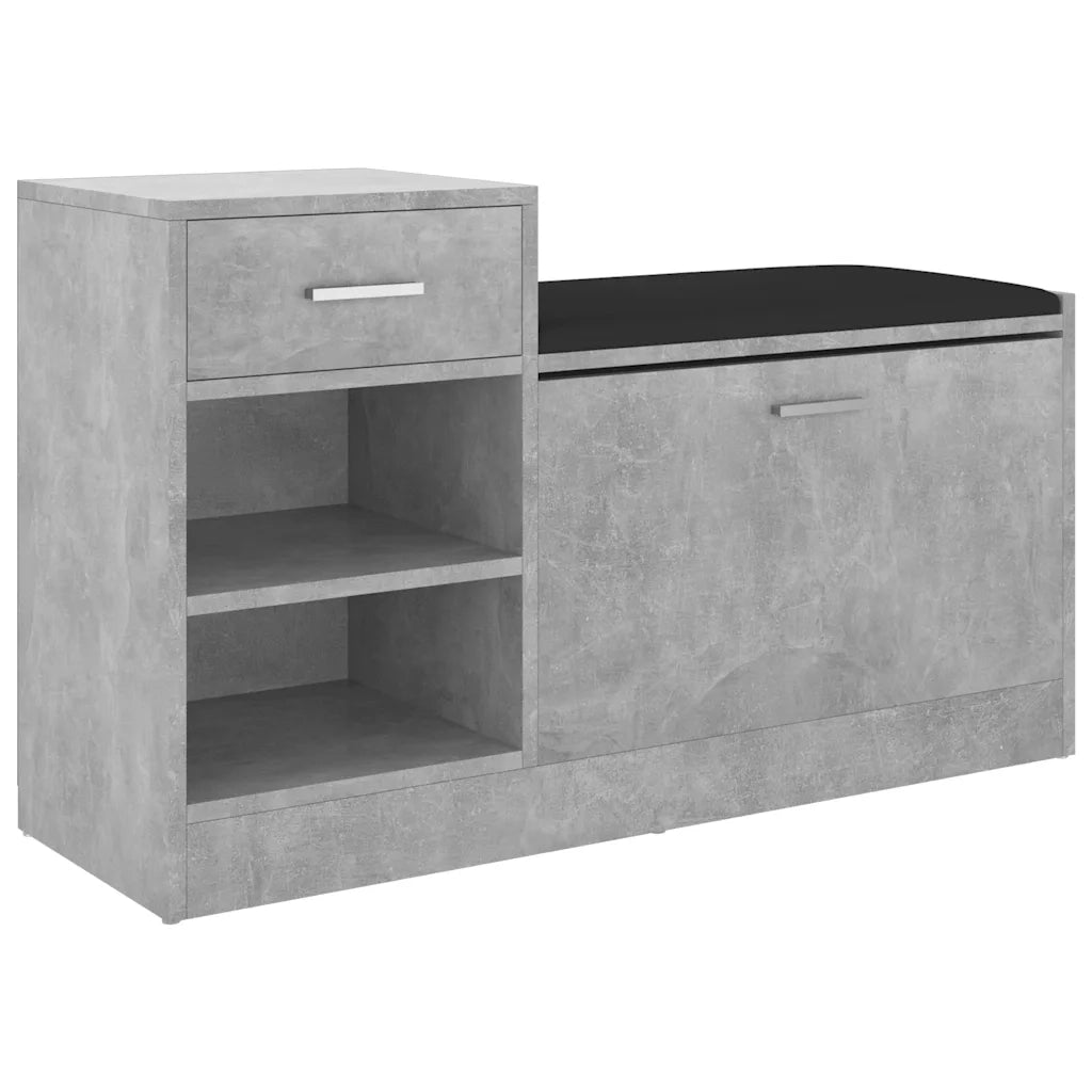 Panca Porta Scarpe | Scarpiera | Mobile per scarpe Grigio Cemento 94,5x31x57 cm Multistrato