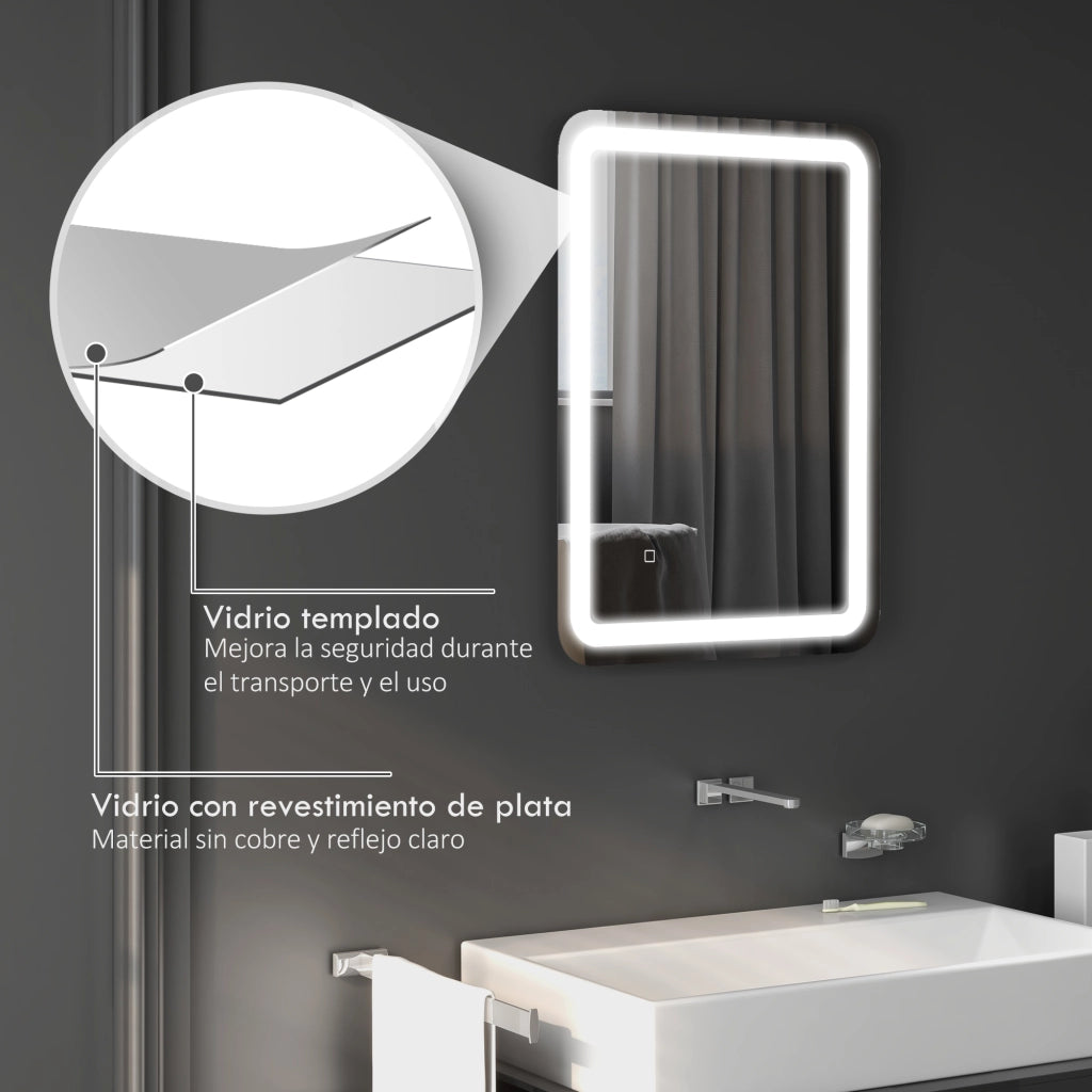 Specchio da Bagno con Luci LED Antivaho ¨C zephmum ¨C 50x70 cm